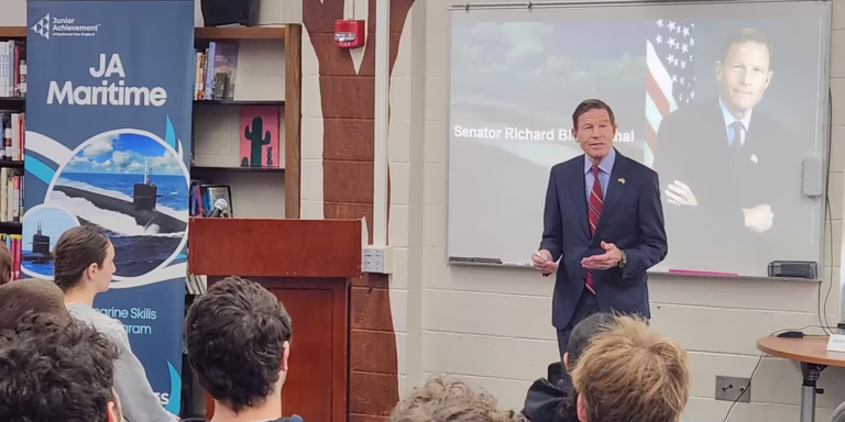 Senator Blumenthal Inspires JA Maritime Students in Thomaston to Dive into Submarine Careers